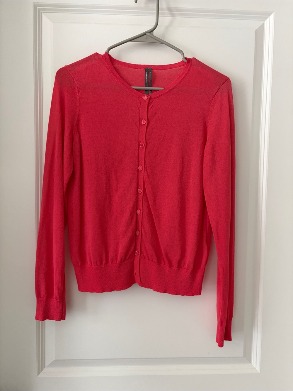 Anthropologie Pink Button-Front Crewneck Cardigan